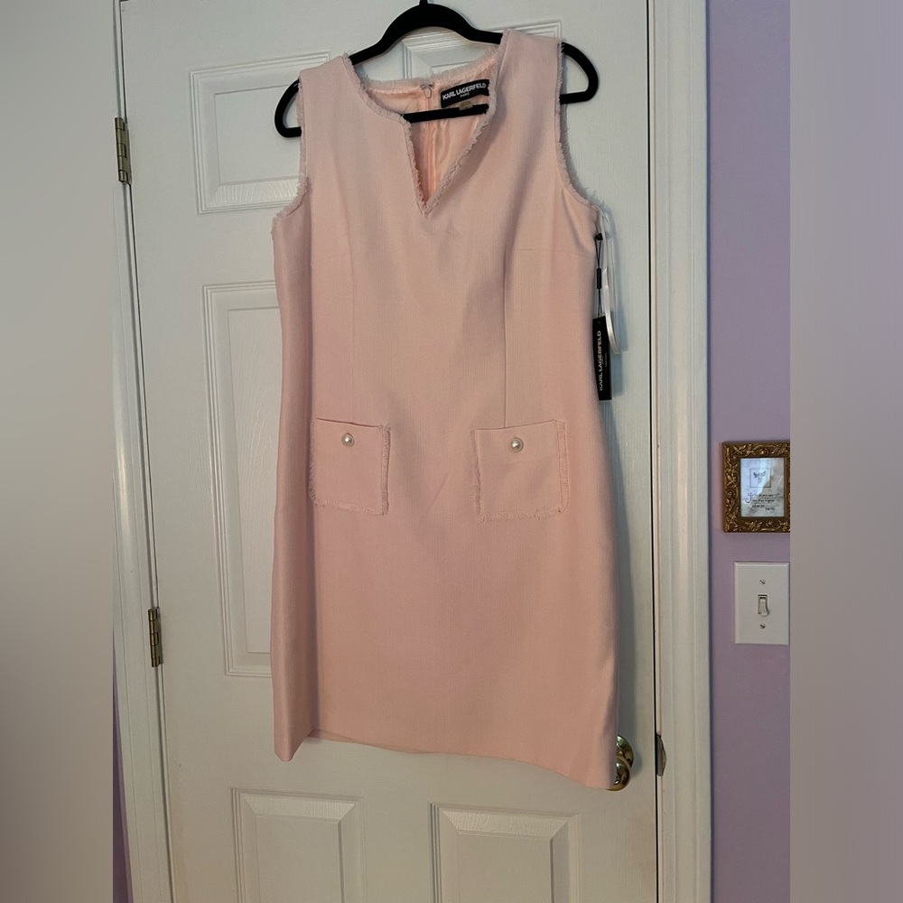 NWT Karl Lagerfeld light pink/peach colored tweed dress